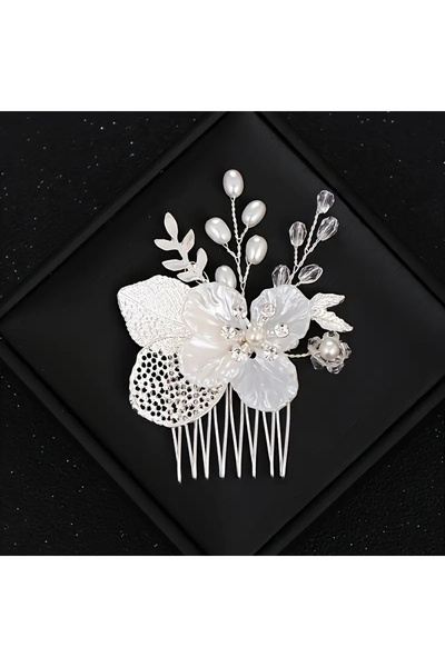 GlassySKY 1 Piece Stylish Floral Pearl Hair Accessory Wedding/Henna/Birthday/Party/Graduation Crown