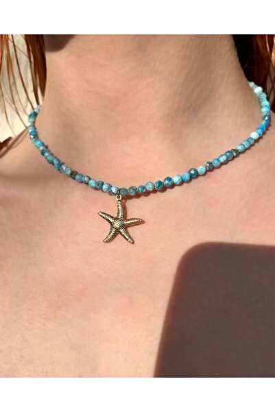 eyla collection أكوستيل - قلادة من الحجر الطبيعي الأباتيت مع تفاصيل على شكل نجمة