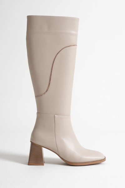 Zerenyus Elux Premium Women's Heeled Beige Boots
