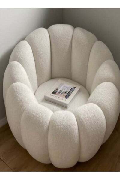 House One Side Chair Made of Bouclé and Swedish Wood - Light Beige