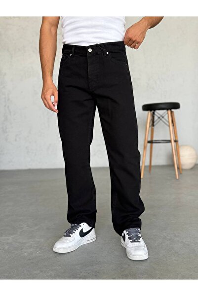 Gambocci Men's Baggy Wide Fit Long Wide High Waist Jeans