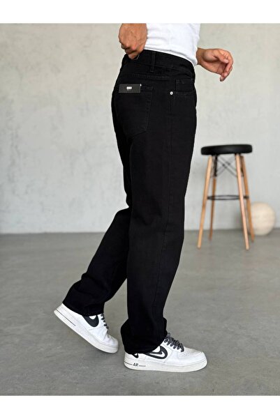 Gambocci Men's Baggy Wide Fit Long Wide High Waist Jeans