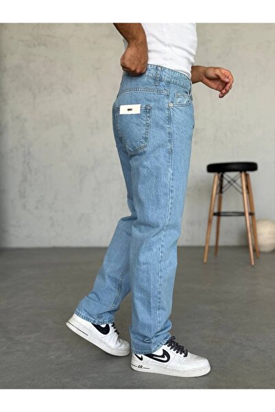 Gambocci Men's Baggy Wide Fit Long Wide High Waist Jeans