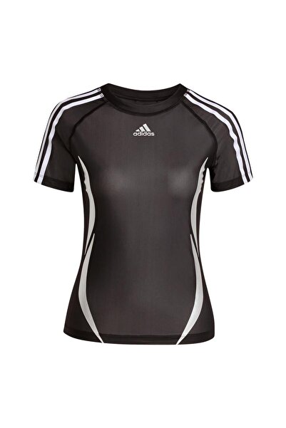 adidas Women's Black T-Shirt Tight Sheer Tee Ke9795
