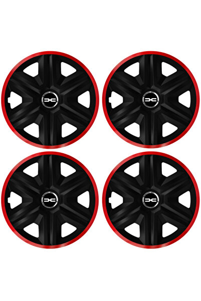 Autohelix MSA Σετ 4 καλυμμάτων τροχών για Dacia Νέο, Fast Μαύρο μοντέλο με Κόκκινο Πλαίσιο, R15, DACIA