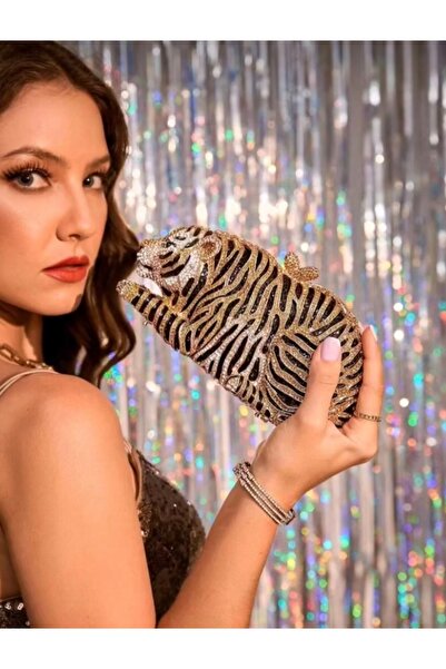 Papillon Tiger Clutch Bag Gold