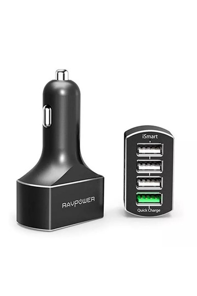 Mazen Store Telecommunications RAVPower 54W 4-Port USB Car Charger, Black