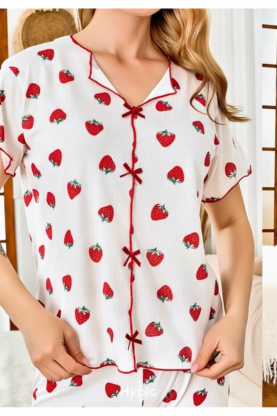 Clariss Strawberry Cotton Pajama Set