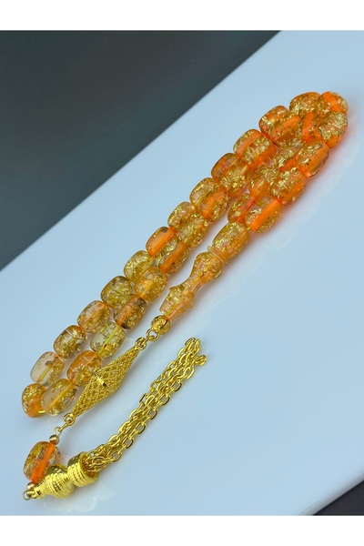 Tesbih Store Altın Varaklı Uçak Camı Tesbih Kapsül Kesim