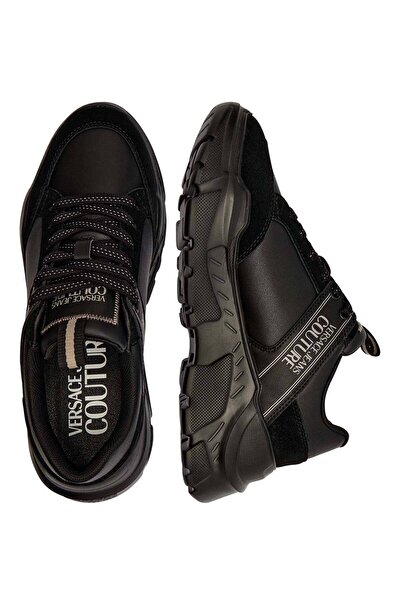 Versace Erkek Yüksek Rahat Taban Süet Detaylı Siyah Sneaker 79YA3SC2ZPB30-899