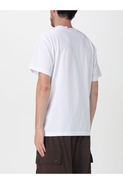 Versace Men's Regular Fit Round Neck Logo Pattern Short Sleeve White T-Shirt 79Gahp10Cj01P-003