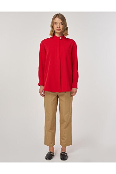 Kayra Tunic with Metal Accessory Detail Red
