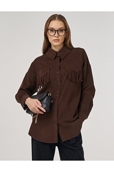 Kayra 100% Cotton Tunic with Tassel Detail, Brown