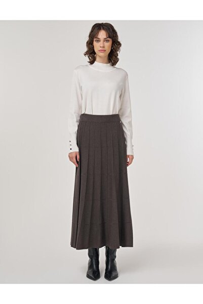 Kayra Knitted Skirt with Stitch Detail Anthracite