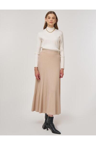 Kayra High Waist Knitwear Skirt Cream