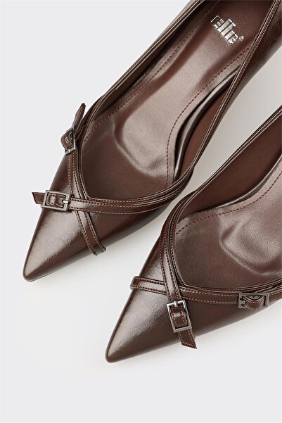 Elle Shoes Kahve Kadın Orta Topuk Ayakkabı