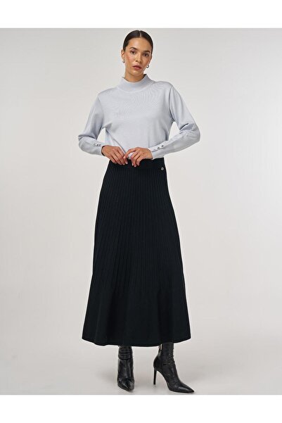 Kayra High Waist Knitwear Skirt Black