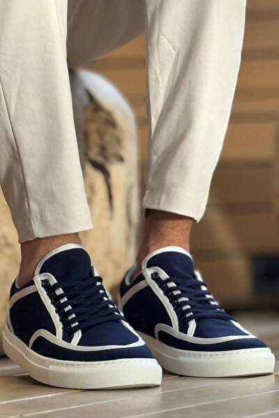 pabucmarketi Tb2505 - Linen Men's Shoes Navy Blue White