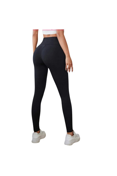 Fstyle Black full high waisted leggings, black sports leggings