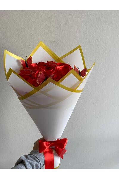 Yıldızköşesi Senden Önce Senden Sonra Çiçek Buketi Solmayan Yapay Gül Buketi Sevgiliye (NOT YAZILIR) 19 Adet