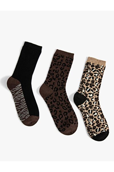 Koton Kadın Leopar Desenli 3'lü Soket Çorap Seti (AW 25)