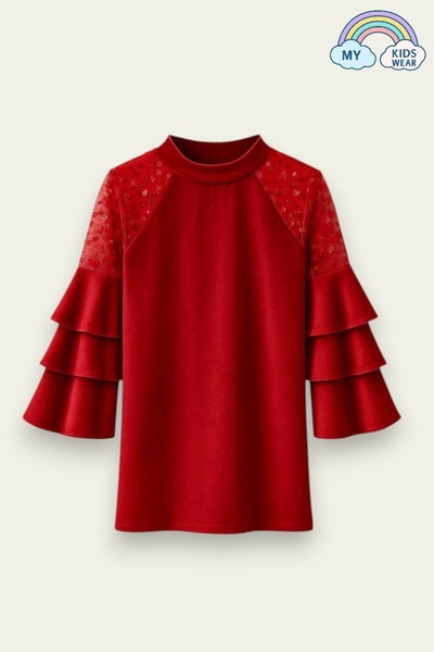 My Kids Wear Girls' Velvet Children's Dress for Special Occasions 4-12 Years Old 12109