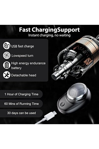 Hope Mini Electric Razor for Men – Portable USB Rechargeable Wet & Dry Shaver, Waterproof Rotary Shaver