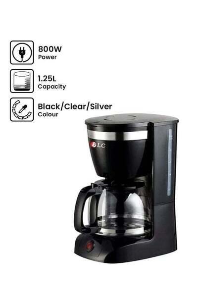 DLC Liquid Filter Coffee Machine 1.25 L 800.0 W DLC-CM7302 Black/Clear/Silver