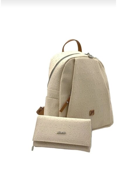 eflanmoda Just Polo Monogram Printed Women's Backpack+Wallet