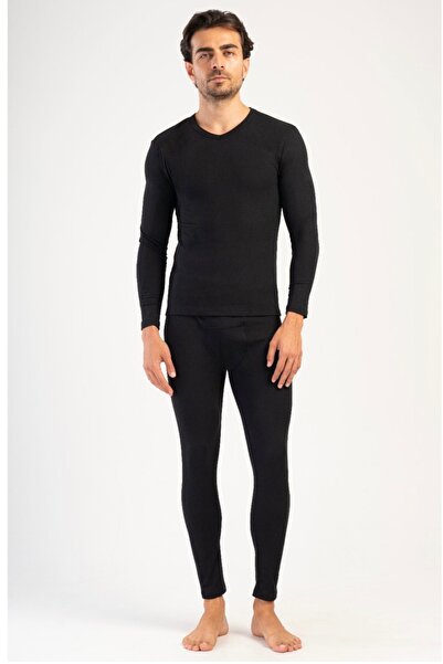 Alissa طقم ملابس حرارية مريحة للرجال بأكمام طويلة وجزء سفلي حراري