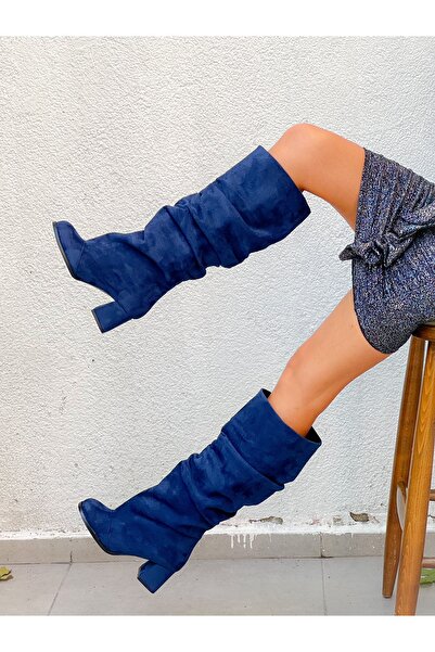 BERFONA PUSİ СИНІЙ ЗАМШОВИЙ 5 СМ КАБЛУК БАГАТЬОХ КОЛЬОРІВ ЧЕРЕВИКИ