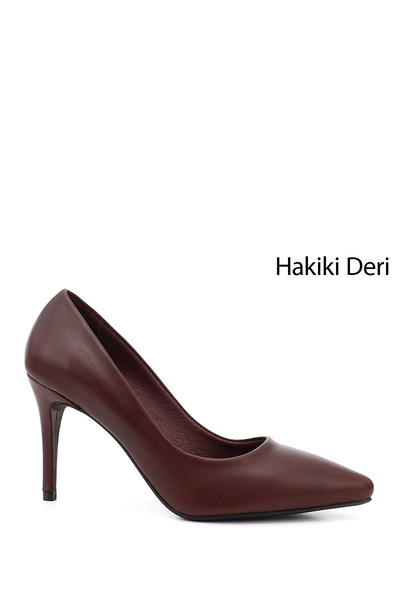 GÖNDERİ(R) Women's Burgundy Platinum Pointed Toe Thin Heeled Genuine Leather Stiletto
