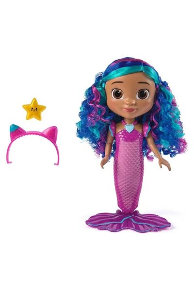 Gabby's Dollhouse Păpușă sirenă Meowgical, cu lumini și efecte sonore, multicoloră, 36 cm