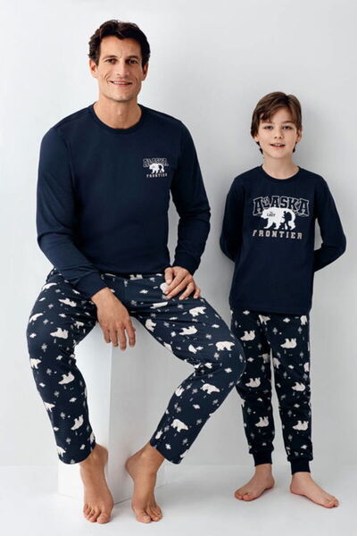 Rolypoly Baba & Oğul Pijama Takımı, (Ayrı Ayrı Satılmaktadır), %100 Pamuk, Uzun Kol, Kutup Ayısı Baskılı
