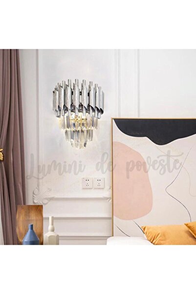 Lumini de Poveste Bohemian Silver Crystal LED Wall Lamp (Silver)