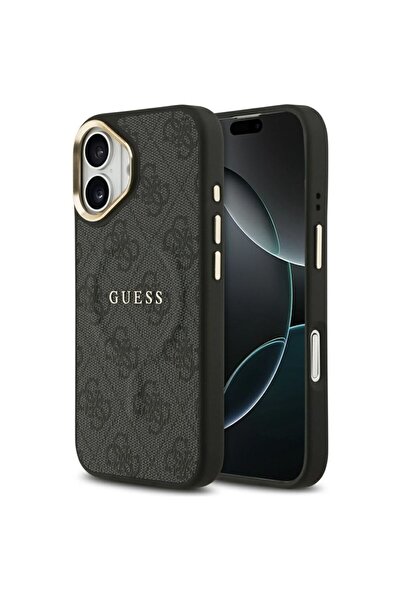 REDz Accessories Husă Guess cu MagSafe pentru iPhone 17, PU 4G Classic, GUHMP17SP4MSEGCK, Negru/Auriu