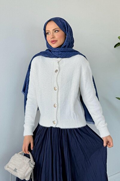 Hazamoda سترة لافينيا بأزرار باللون الأبيض