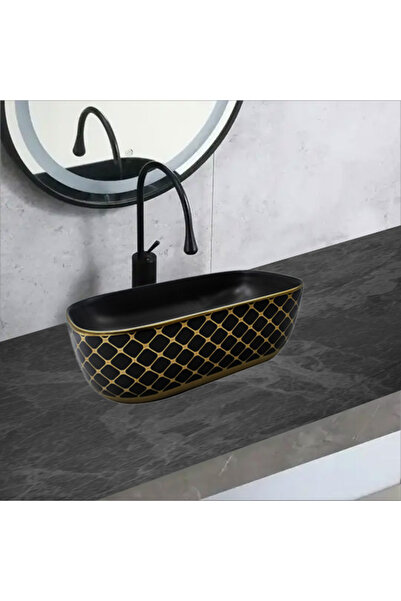 Lumini de Poveste Lavoar pe blat, Ceramica, Negru, Auriu, Rectangular, Motive LDP737