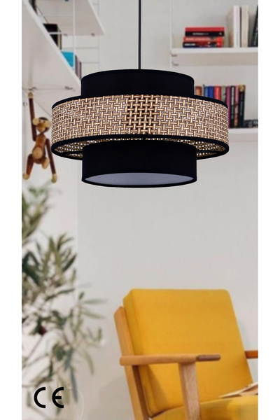 yamsan Doğal Hazeran Rattan 3 Katlı Pasta Sarkıt Avize Çocuk Odası Yatak Odas...