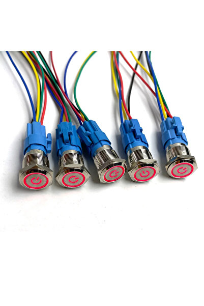 Choice89 Fixed self-locking 16mm 5PCS 12-30V-With socket Red Power 5 pcs Meta...