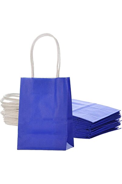 MARKQ أكياس ورقية زرقاء [عبوة من 24] أكياس هدايا كرافت صغيرة مقاس 15 × 11 × 6...