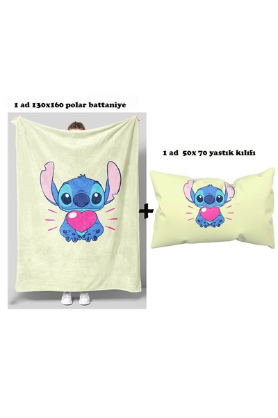 GC GÖKHAN CLUB Stich Themed Fleece Blanket Pillowcase