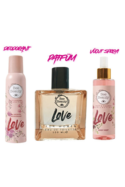 Bee Beauty (3'lü Set )- Love EDT 100 ML& Vücut Spreyi Love 150 ML& Love Deodorant 150