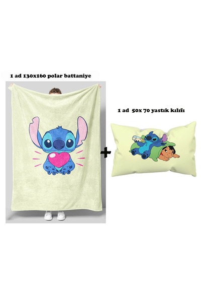 GC GÖKHAN CLUB Stich Themed Fleece Blanket Pillowcase