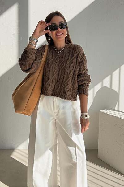 ELVAN TOLON Brown Hair Braided Knitwear
