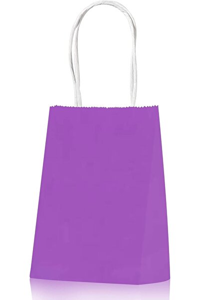 MARKQ أكياس هدايا من ورق كرافت بنفسجي اللون بمقابض، 15×11×6 سم، 24 قطعة