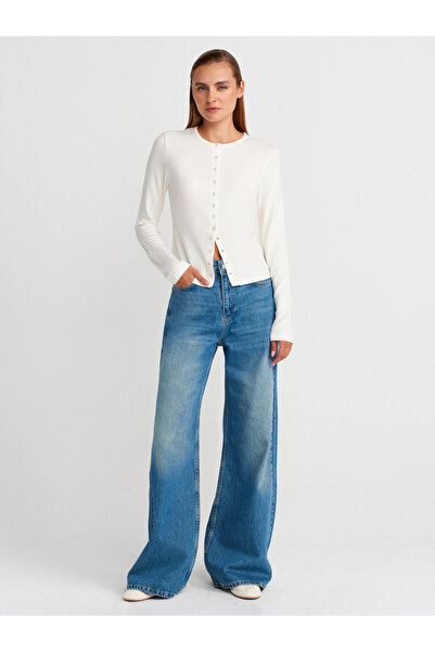 Dilvin 32055 Uzun Kollu Hırka-Ekru