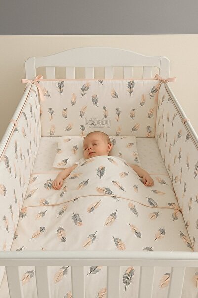 Jaju Baby طقم نوم للأطفال منقوش من سيلان مقاس 80×130، طقم غطاء لحاف للأطفال وحماية للحواف 7 قطع