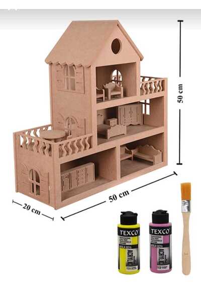 st koleksiyon hobi antika Ahşap Oyuncak Bebek Evi – 3 Katlı Mobilyalı bebek o...