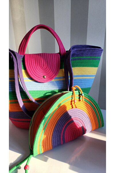 Yektayla Handmade, Set of 2 Beach Bags, Custom Design, Clutch Bag Shoulder Bag Hand Bag